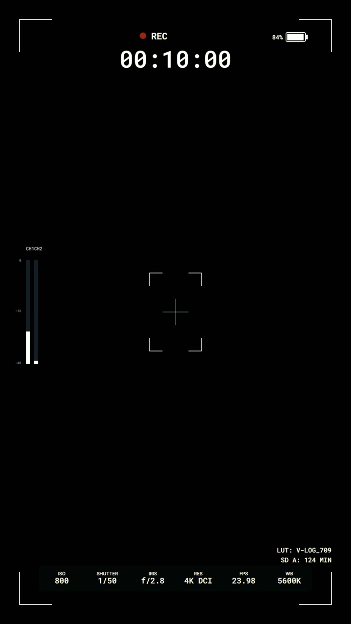 Digital Camera Recording Interface Overlay with Timecode