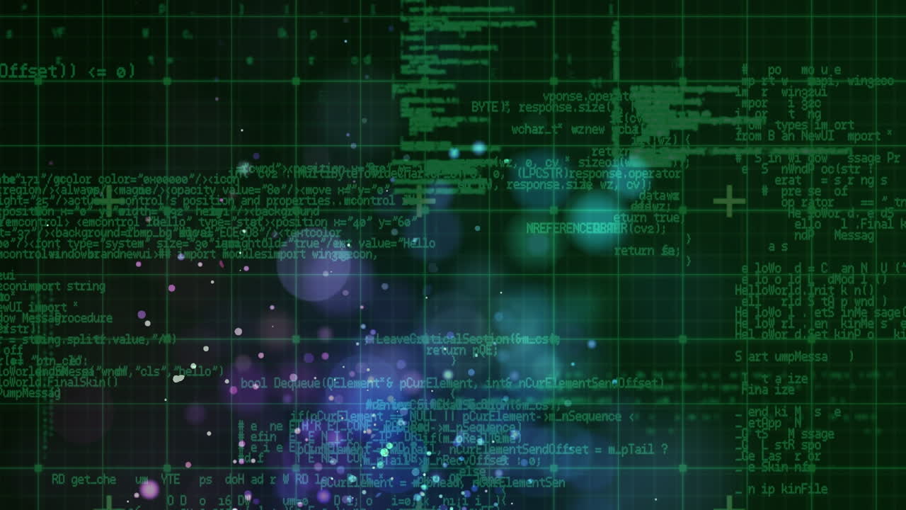 animação de processamento de dados incandescentes com marcadores sobre a grade
