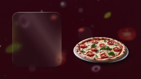 margherita pizza in motion - promote your pizzeria with glowing glass space for titles, offers or prices