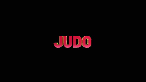 a smooth and high quality, red and gold 3d sport text reveal "judo