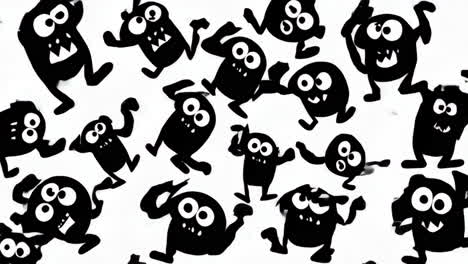 black and white cute cartoon monster pattern
