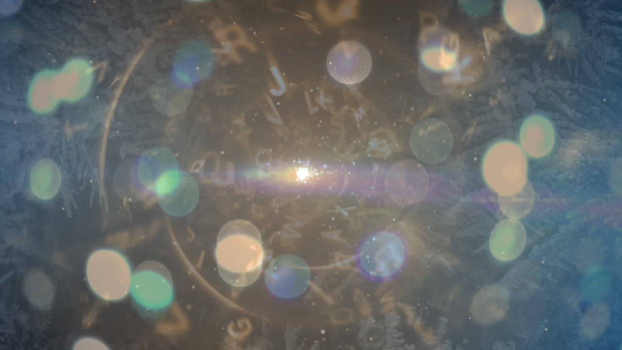 검은 바탕 위의 모양과 반 ⁇ 이는 불빛의 애니메이션