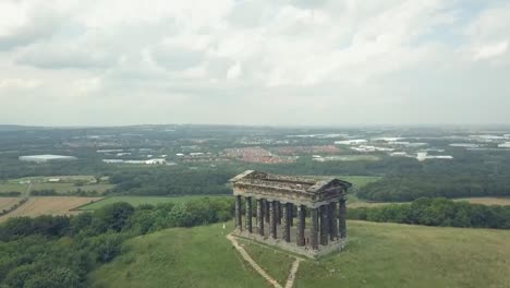 aerial view of an ancient greek temple penshaw monument in sunderland, north east england