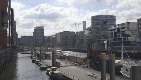 a nice quite morning in the hamburg hafen, hamburger hafen, hafen city in germany. port of hamburg