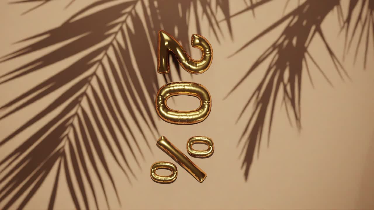 precio especial 20% de descuento venta en fondo dorado con árbol de palma brisa suave, concepto de venta de verano de vacaciones