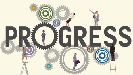 Business-people-running-and-turning-cogs