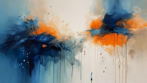 abstract fluid art with orange and blue