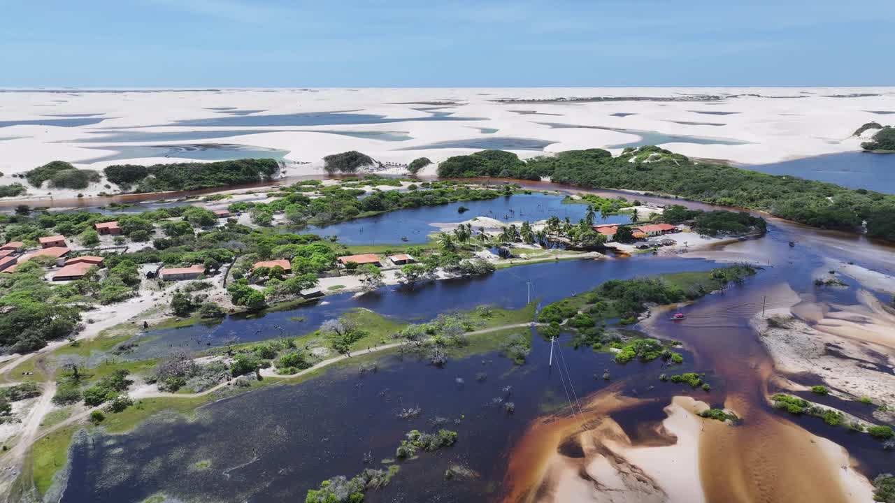 Betania Village At Santo Amaro In Maranhao Brazil. Beautiful Ecosystem. Bay Water Landscape. Betania Village In Maranhao. Dark River. Native Village. Tourism Travel. Brazil Northeast