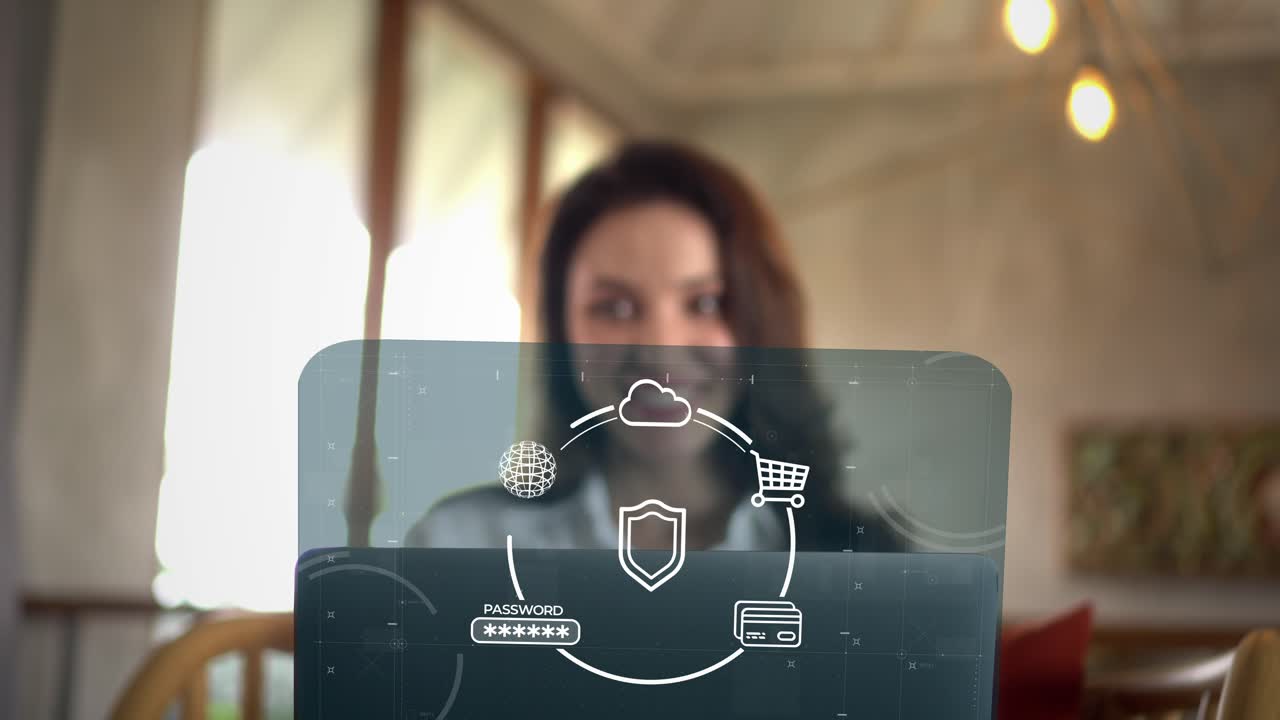 mujer inicie sesión en su cuenta para un pago seguro seguro en línea a través de una billetera digital