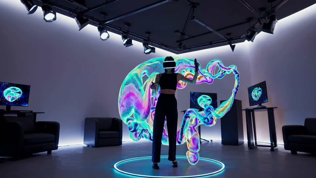 Woman Experiencing Virtual Reality Technology