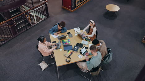 students studying in library