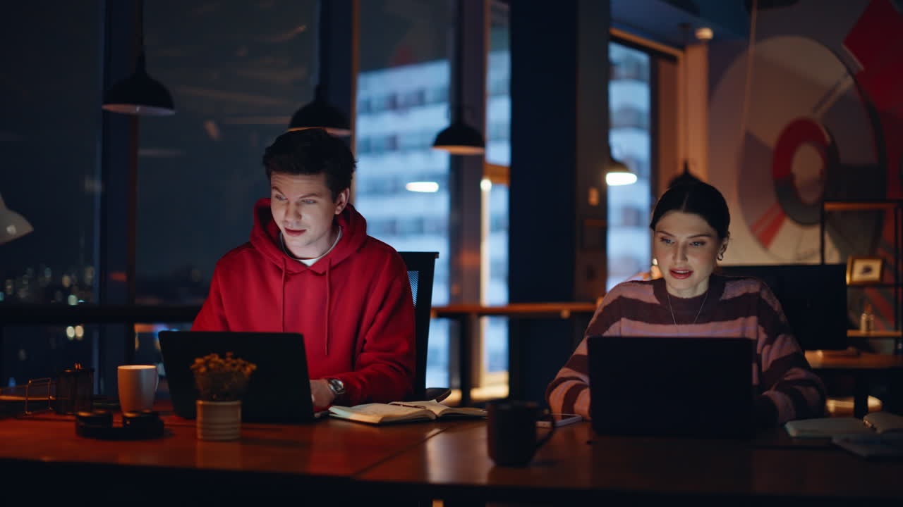 People working late in the office