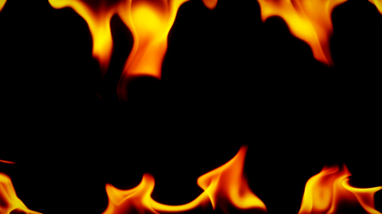 frame of real fire flames burn motion on black background