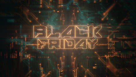 animation intro text black friday and cyberpunk animation background with computer chip 1