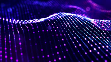 glow blue particles form lines, surfaces, complex string structures in smooth motion like in microworld or space. 4k looped sci-fi particle background with bokeh and light effects.