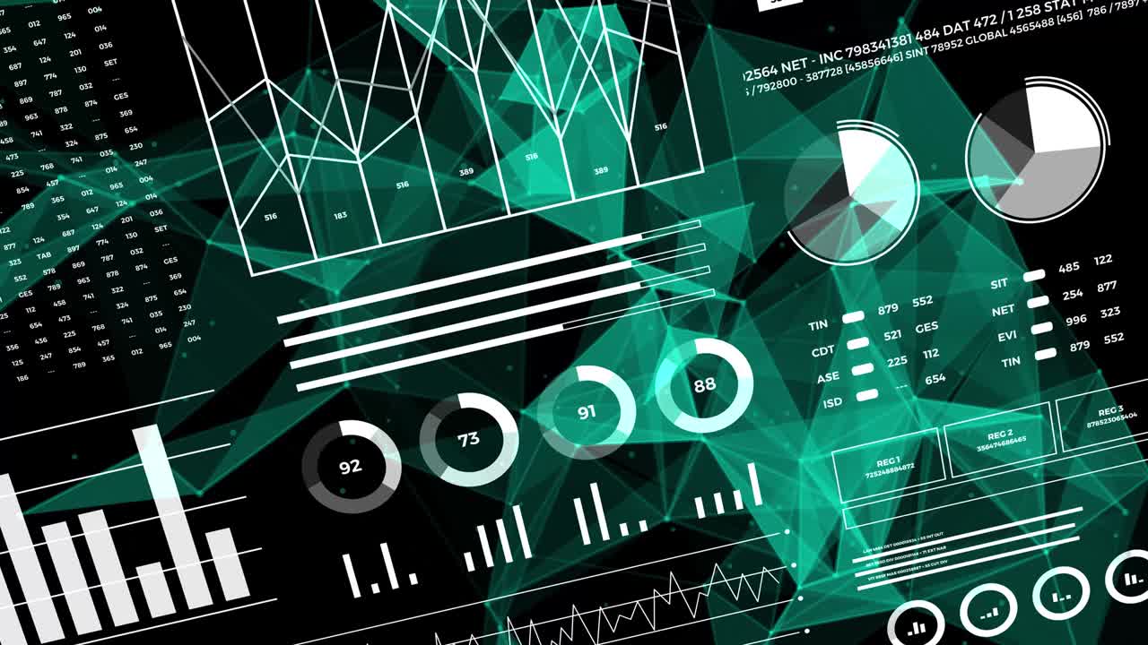Data and report statistics, animation with graph diagrams.