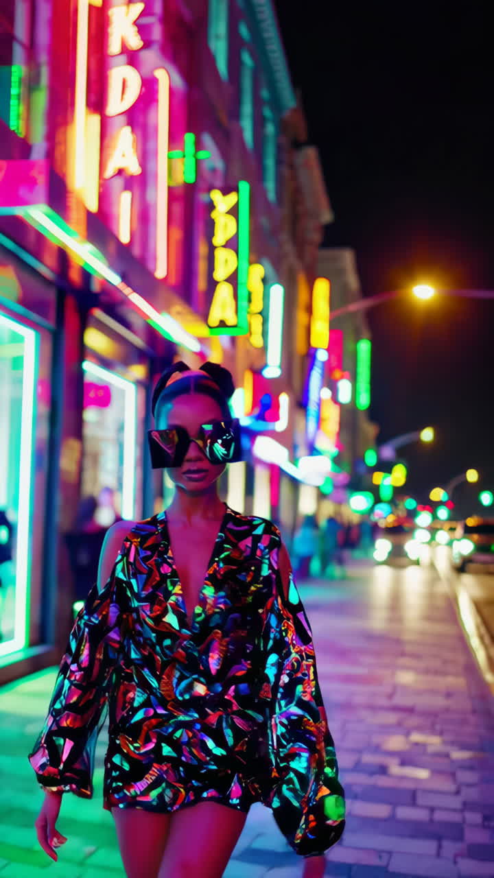 Neon Fashion Portrait in a Cyberpunk City