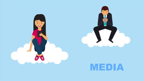 tecnología de redes sociales con pareja que utiliza teléfonos inteligentes