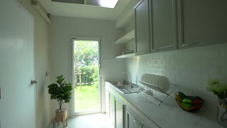 small and compact white kitchen decoration, nobody