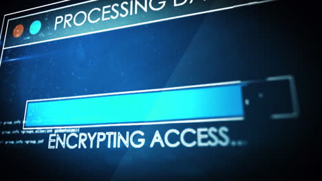 animation of processing data text digital interface flickering on screen