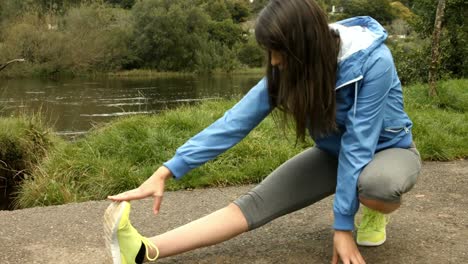 fit girl stretching