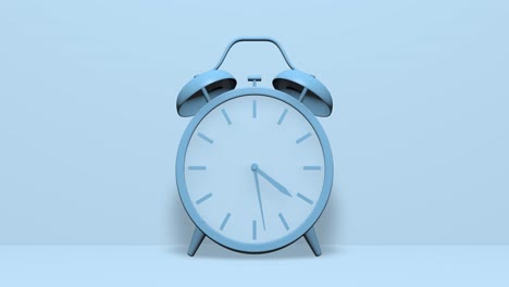 Representación-3D-De-Un-Reloj-Despertador-De-Campana-Doble-Azul-Pastel-Mínimo