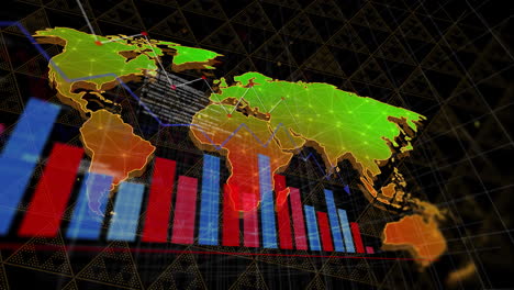 processing data with bar graphs on world map animation