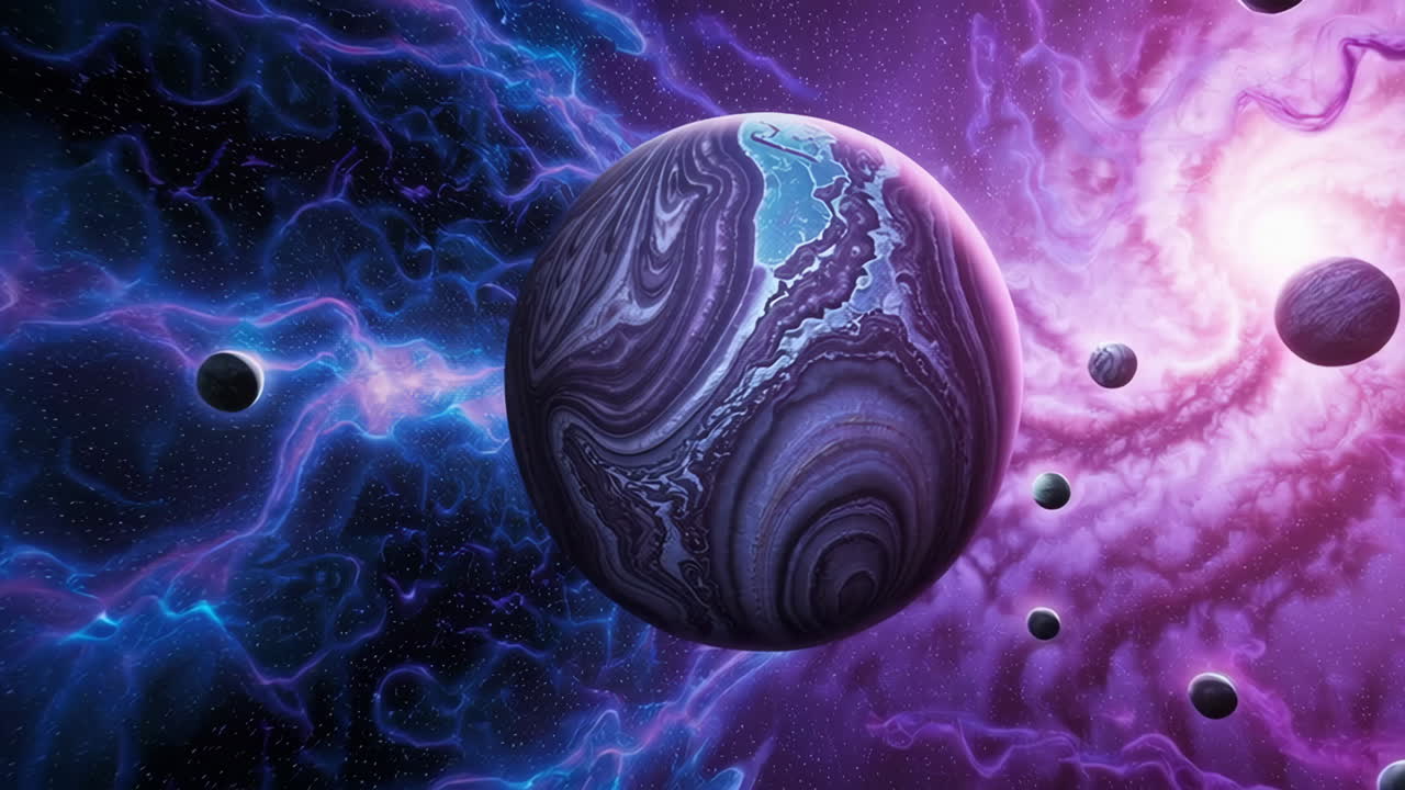 Vibrant Cosmic Nebula with Planets