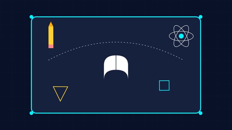 Animated Abstract Graphic Elements on Dark Background