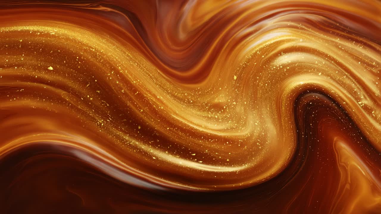 Dynamic Golden Waves: A Captivating Abstract Art Composition Featuring Fluid Motions, Rich Earthy Tones, and a Vivid Play of Light Across Textured Surfaces, Creating Visual Harmony and Intrigue
