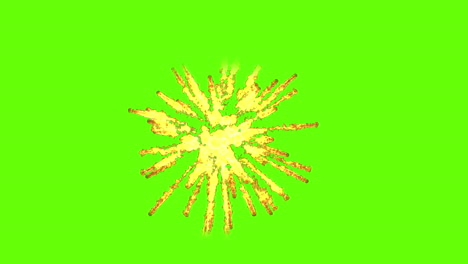 fiery explosion and fading smoke on green screen