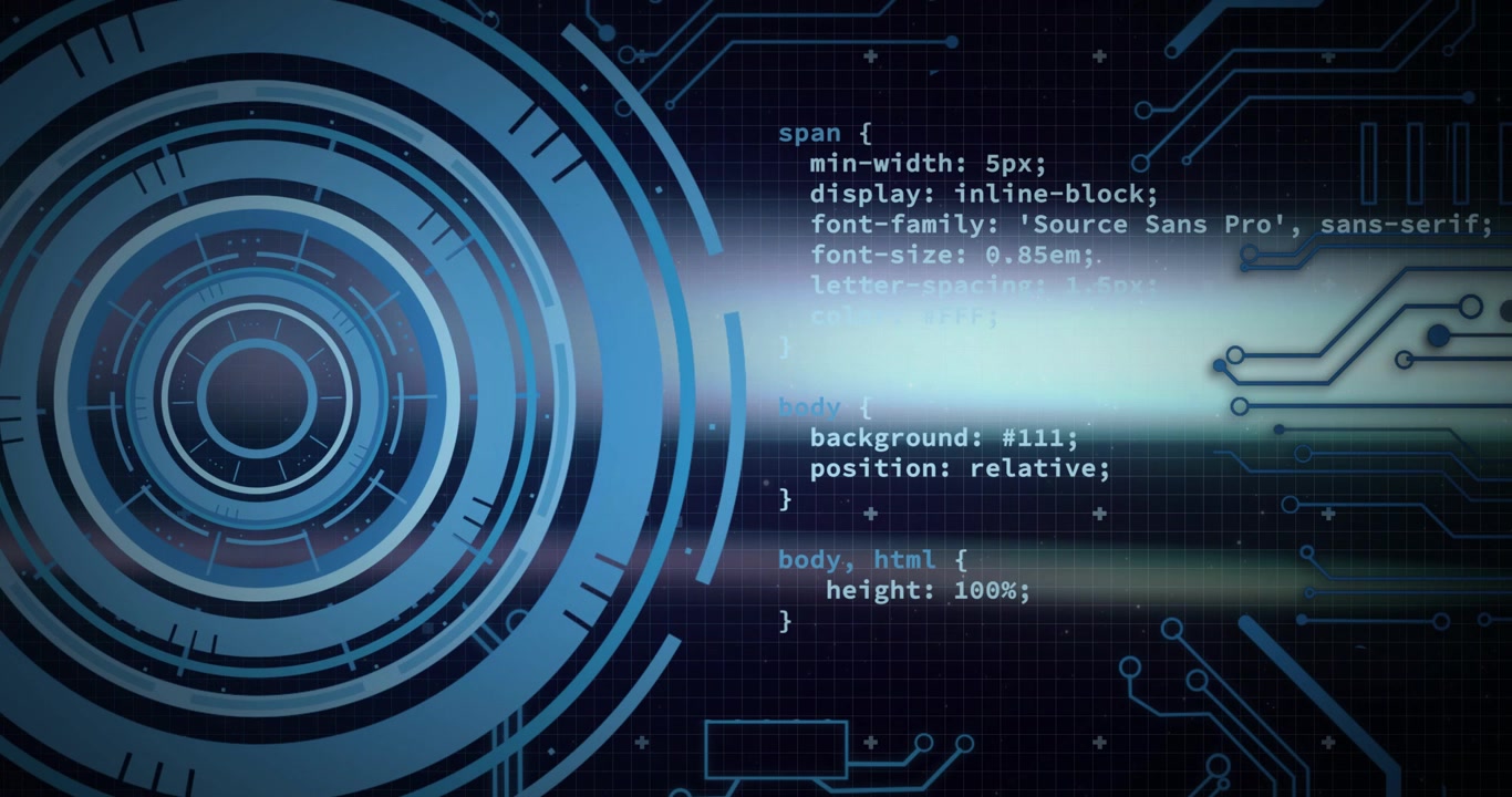 Blue concentric HUD pulsing as light band sweeps, revealing code to show system status