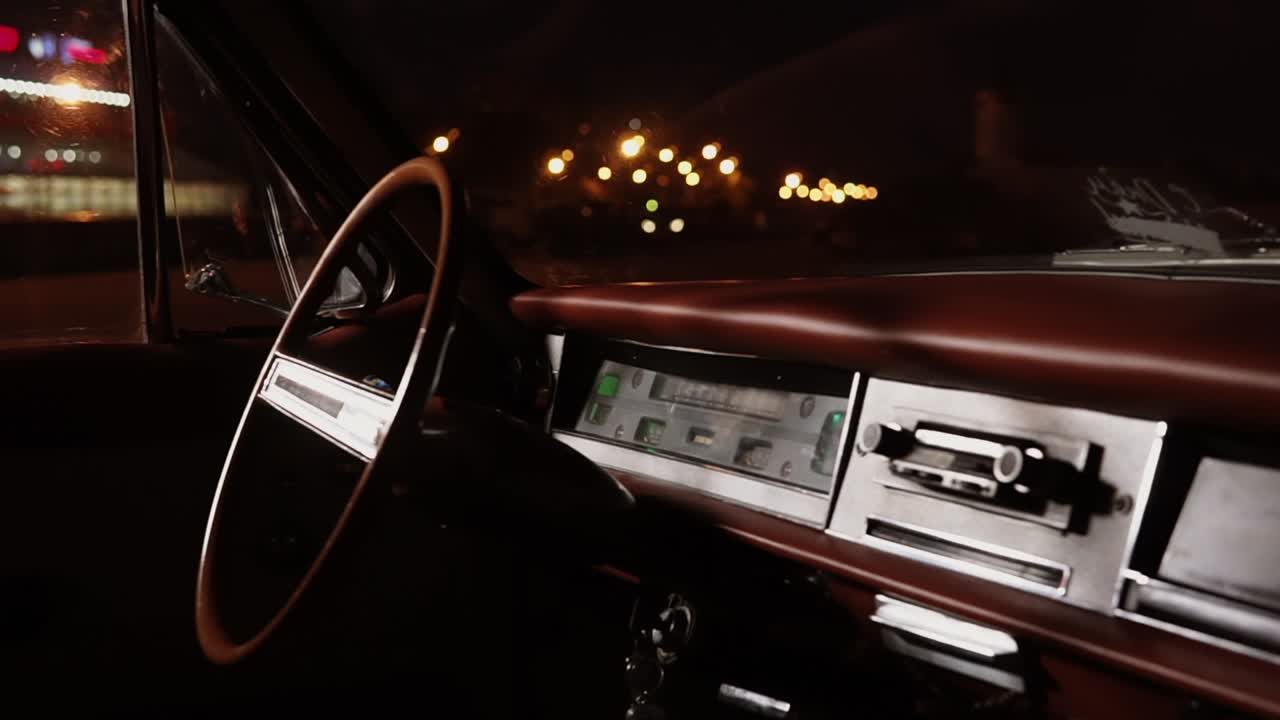 Vintage Car Interior at Night
