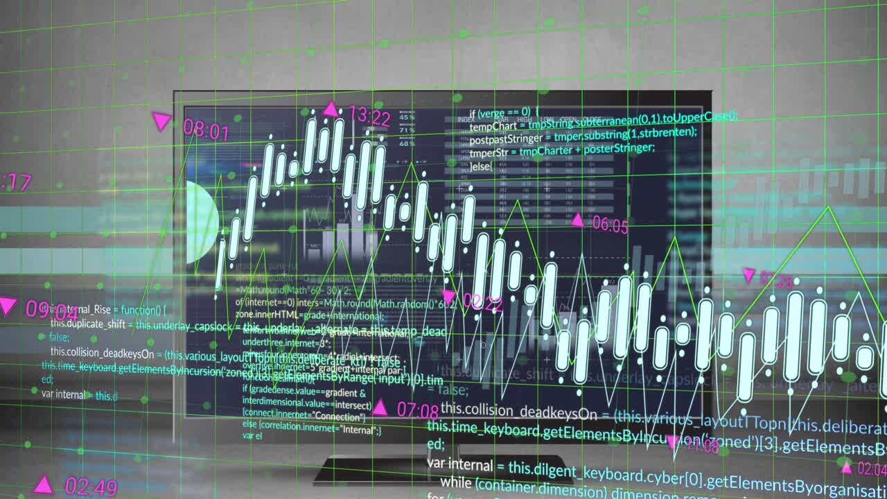 Animación de procesamiento de datos en una pantalla
