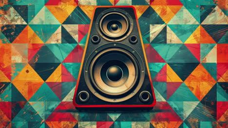 fondo geométrico abstracto con altavoces de audio estéreo