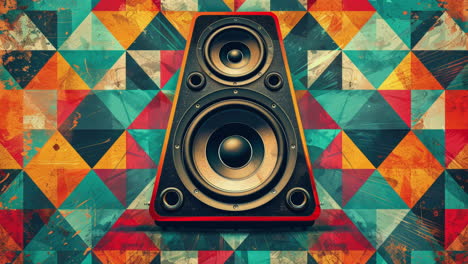 abstract geometric background with stereo audio speakers