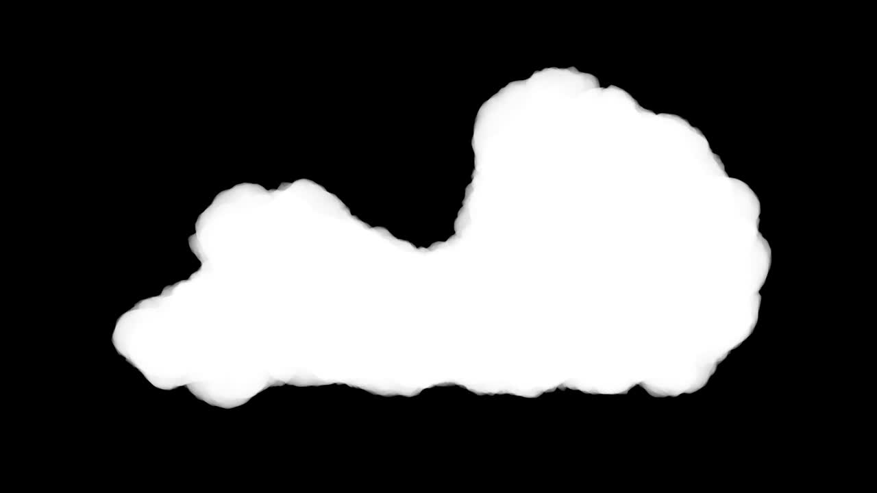 Hvid sky isoleret på sort baggrund med alfakanal. Realistisk 3D-kunstelement i moderne stop-motion-stil. Minimalistisk abstrakt grafisk design. Moderne loop tegnefilmsanimation.