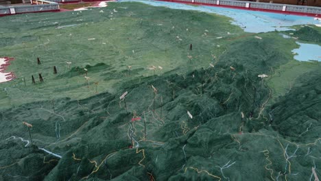 Detail-view-of-3D-topographic-map-of-Guatemala,-mountains-and-plains