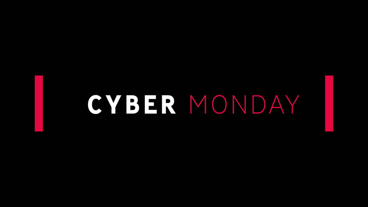 el texto blanco y rojo de cyber monday aparece
