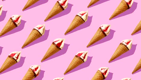 flache zusammensetzung mit eis auf rosa hintergrund.