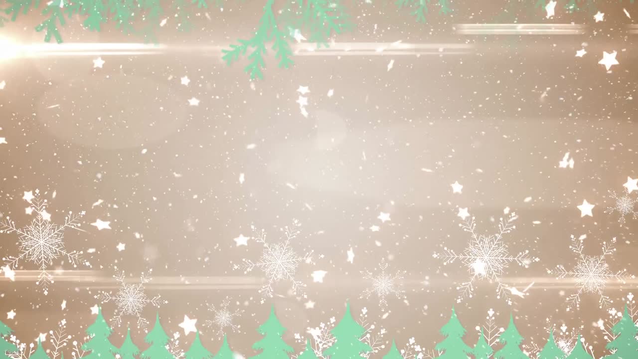 Animation of snow falling over fir trees and glowing lights | Premium ...