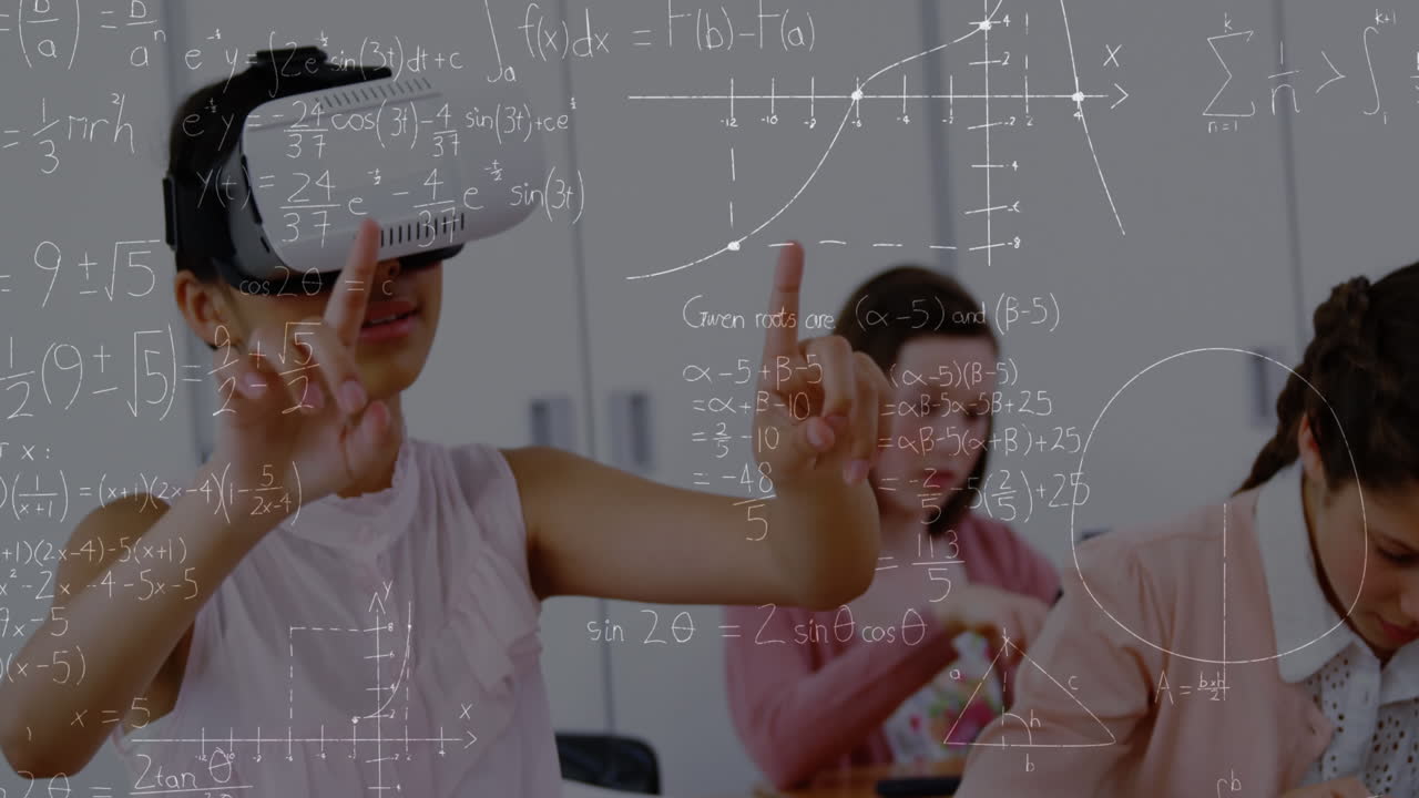 vr 헤드 ⁇ 을 사용하는 학교 학생들을 대상으로 수학 방정식의 애니메이션