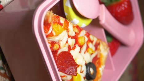 pizza and strawberry lunchbox