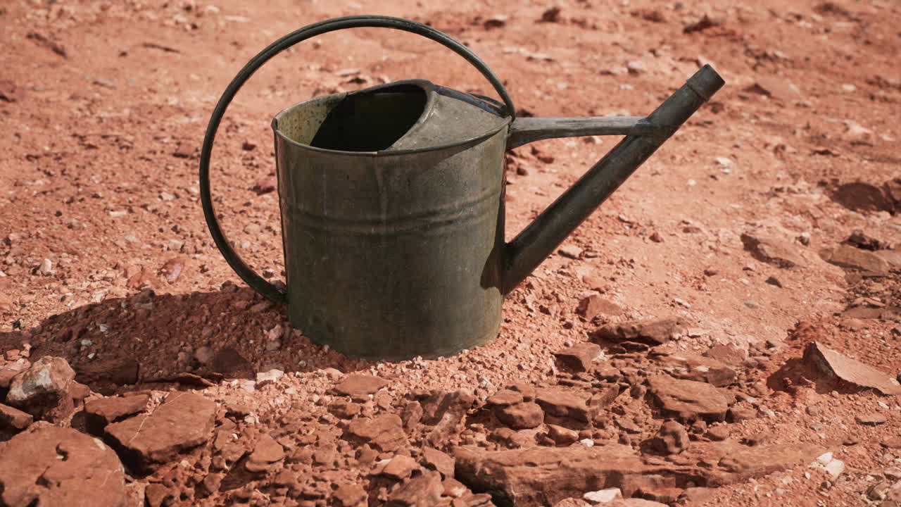 Lattina di bibita nel deserto di sabbia e rocce