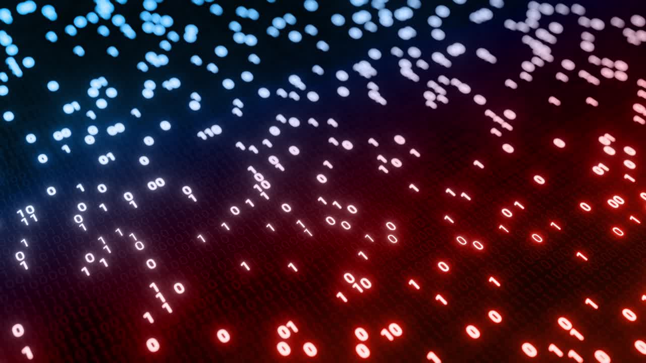 Hacking digital binary code matrix 01 background loop. Hacker, dark web, matrix, Digital data code in safety security technology concept.