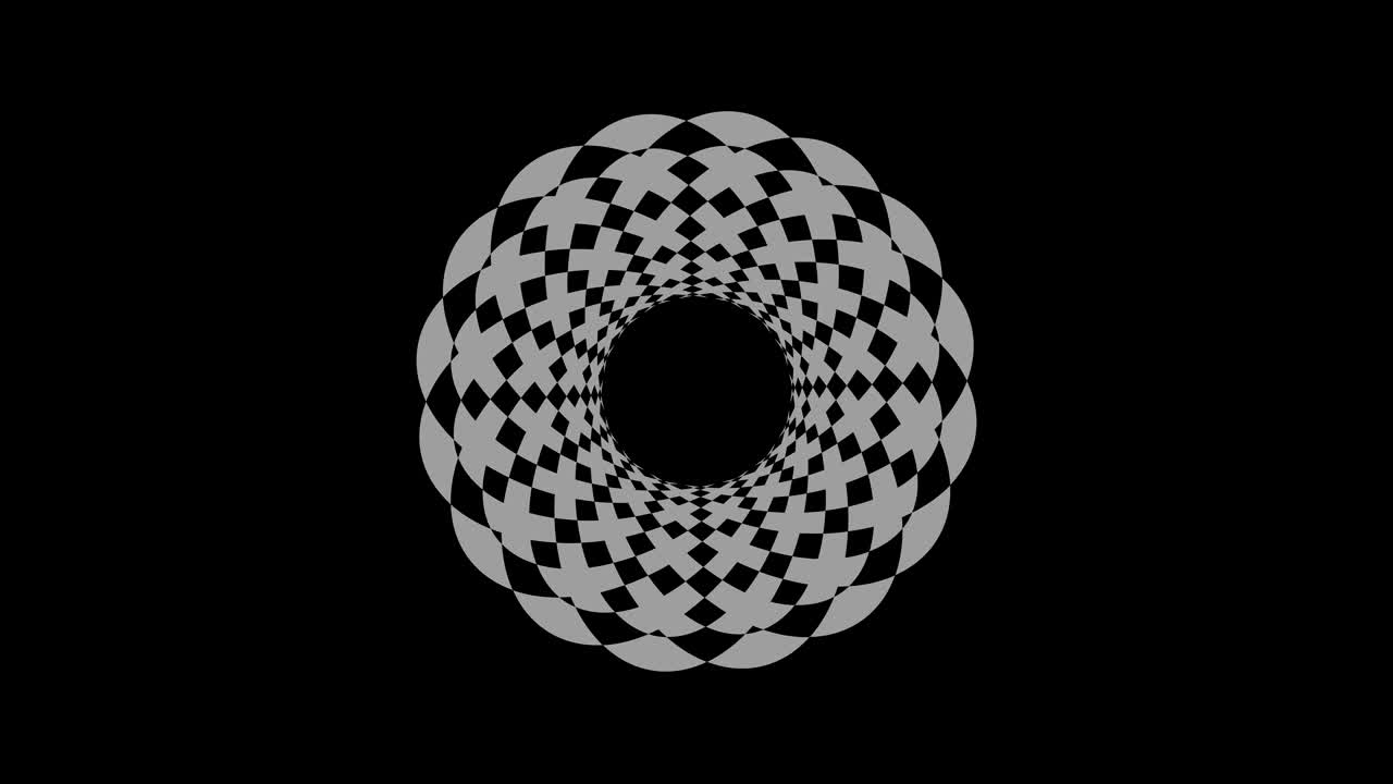 4k에서 사이키델릭 및 최면 효과를 가진 흑백 비디오 애니메이션