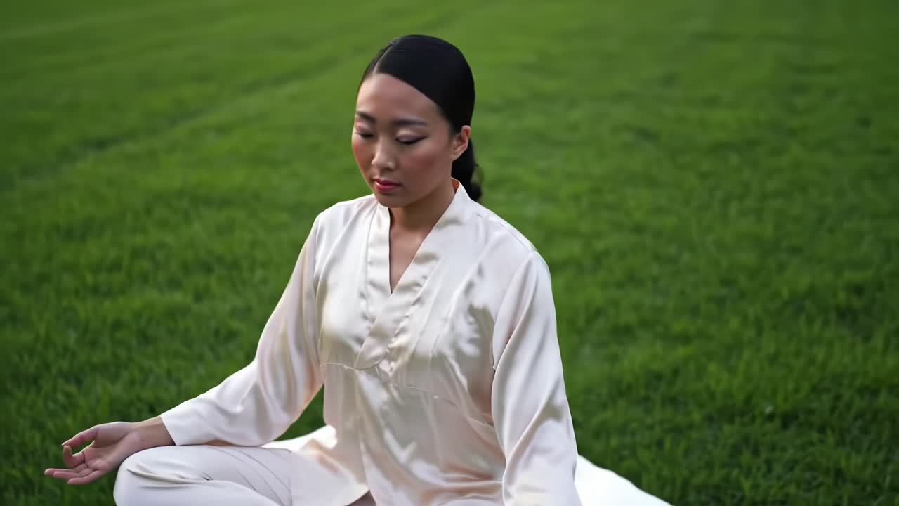 A Serene Moment: Capturing Mindfulness and Meditation in Nature's Embrace with a Peaceful Individual Centered in Spiritual Harmony