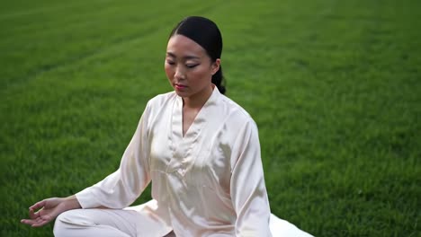 a serene moment: capturing mindfulness and meditation in nature's embrace with a peaceful individual centered in spiritual harmony
