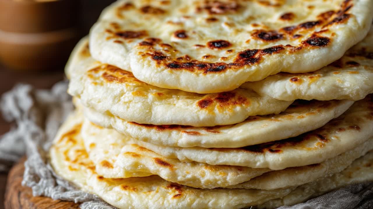 A Delicious Stack of Soft, Warm, and Golden-Brown Flatbreads Freshly Made, Perfectly Cooked with Crispy Edges and Fluffy Centers, Ideal for Any Meal
