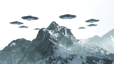 ufos over snowy mountains